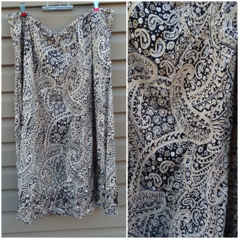 Avenue Sz 1X Boho Black Tan Gypsy Skirt